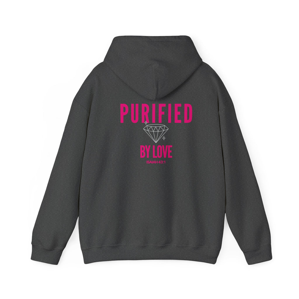 Christian Hoodie — "She Is His / Purified by Love" Faith Graphic Pullover