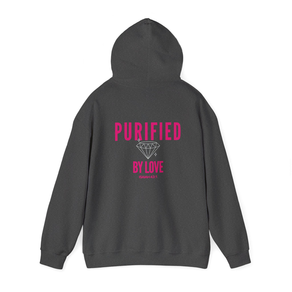 Christian Hoodie — "She Is His / Purified by Love" Faith Graphic Pullover