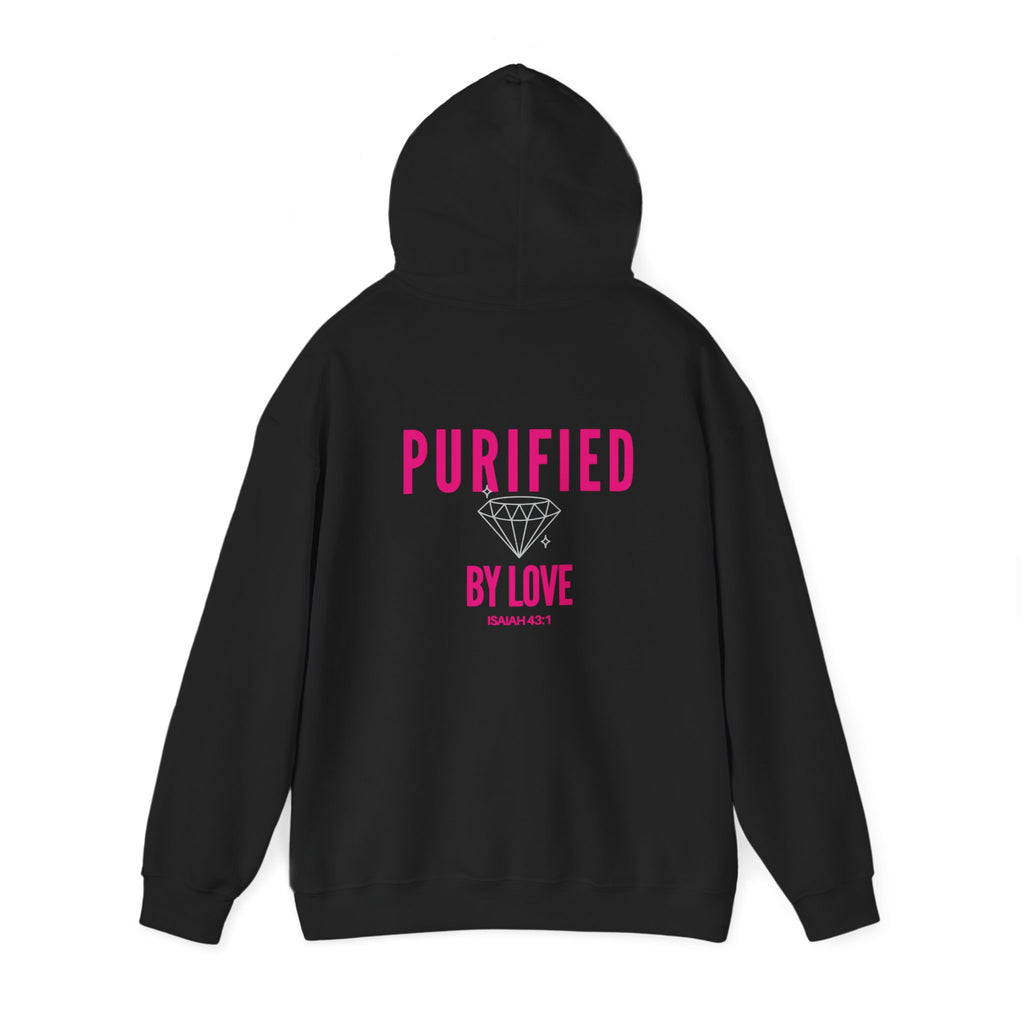 Christian Hoodie — "She Is His / Purified by Love" Faith Graphic Pullover