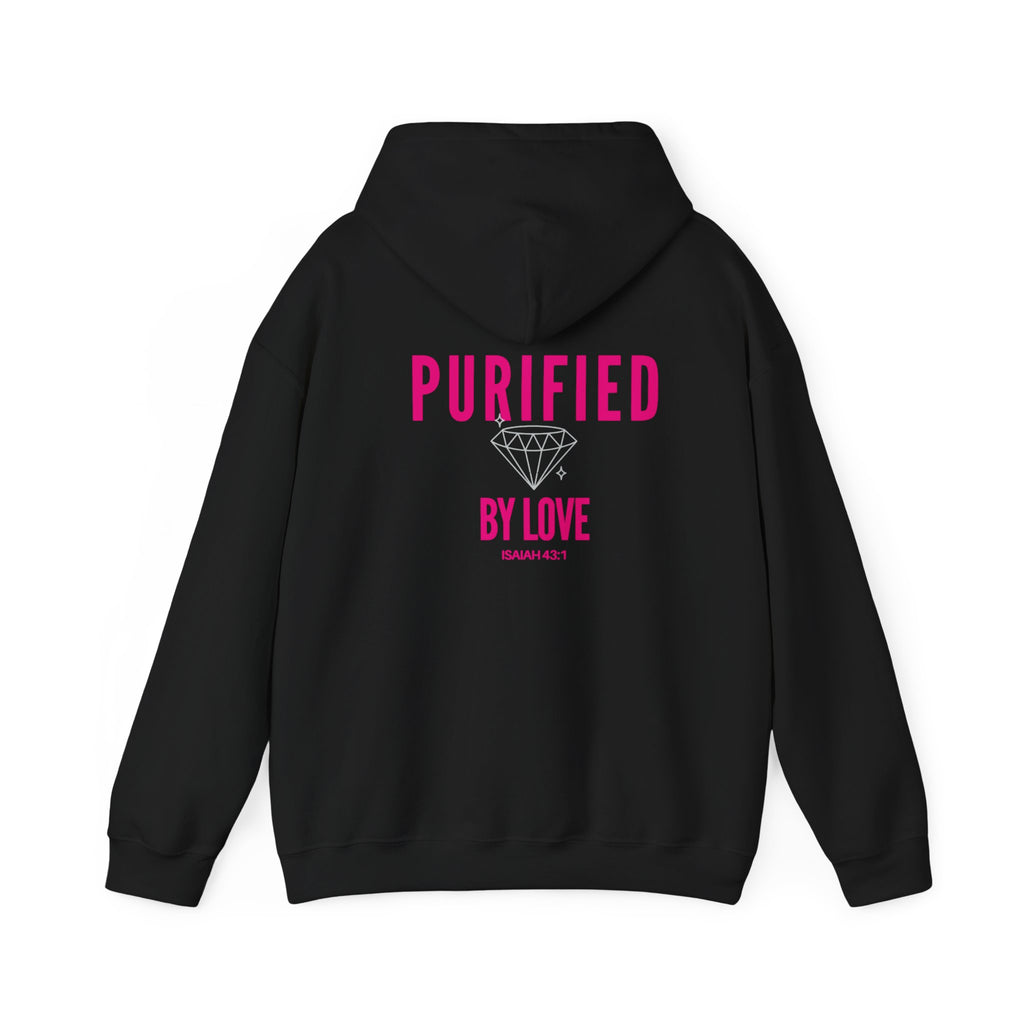 Christian Hoodie — "She Is His / Purified by Love" Faith Graphic Pullover